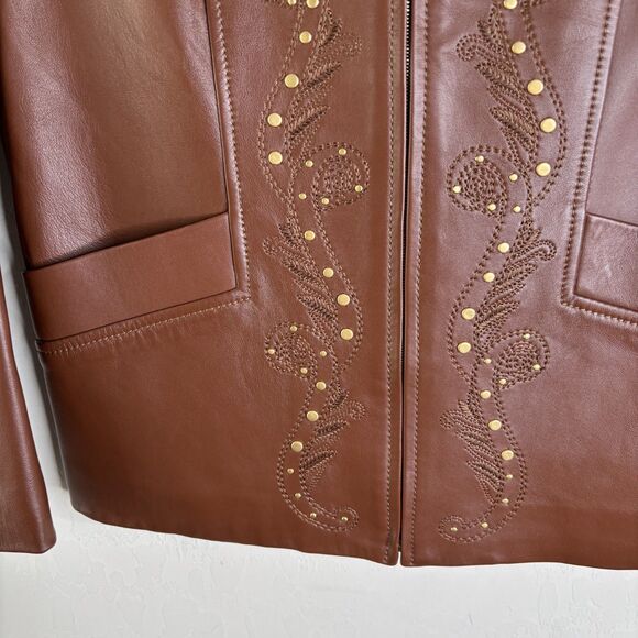 St. John Vintage Studded Leather Jacket - Picture 5 of 6